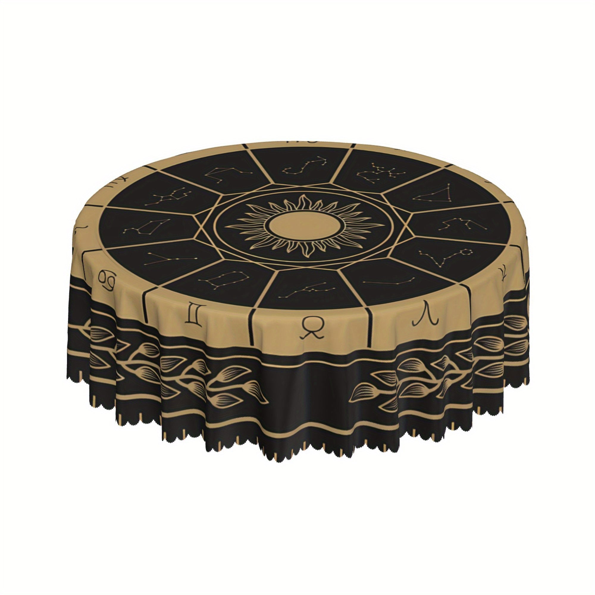Horoscope Pattern Tarot Tablecloth Waterproof Stain Circle Table Game Cover