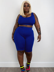 Plus Size Square Neck Crop Top & Knee Length Shorts Set