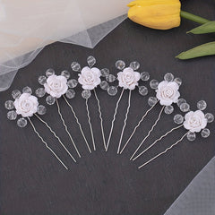 6pcs Faux Pearl U-shaped Hairpin Bridal Wedding Party Decorations