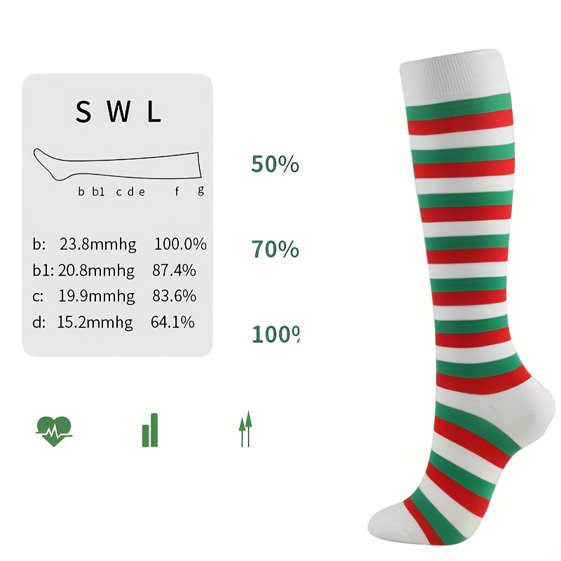 5 Pairs Christmas Stockings Santa Claus Tree Snowflake Pattern