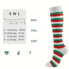 5 Pairs Christmas Stockings Santa Claus Tree Snowflake Pattern