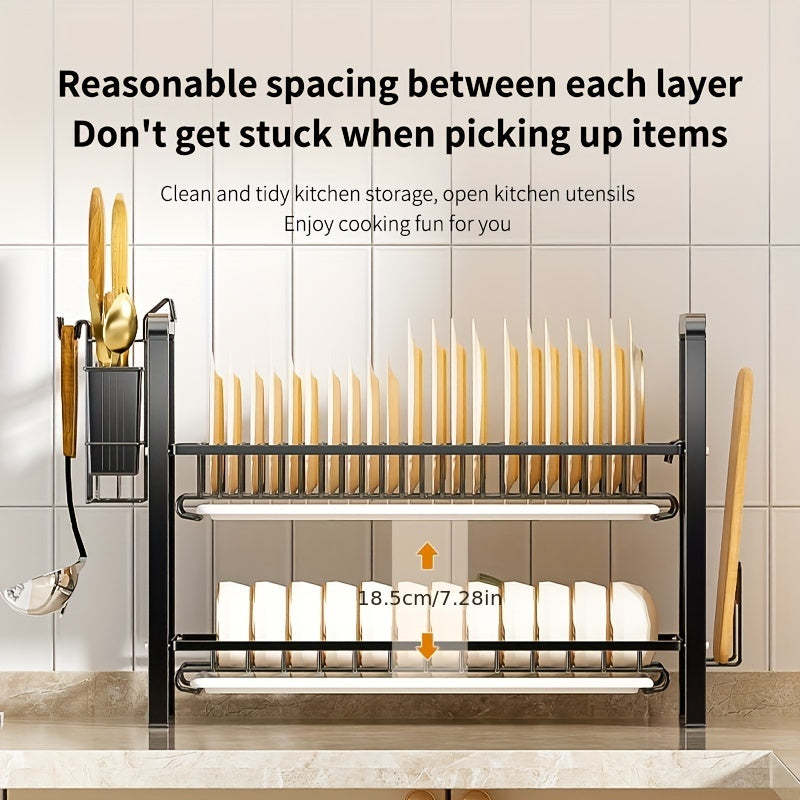 Foldable Kitchen Dish Rack with Chopstick Holder & Cutting Board Holder