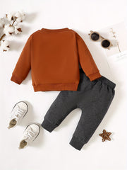 Baby Boys Long Sleeve Sweatshirt Pants Set MAMA IS MY BESTIE Print