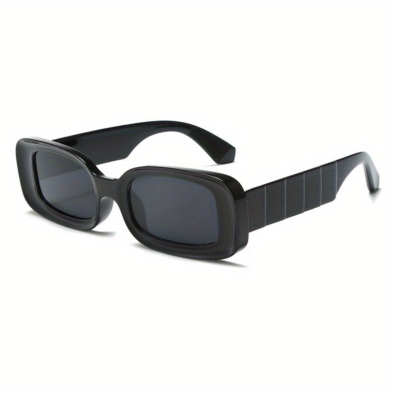 Rectangle Frame Sunglasses Wrap Around Wide Temple Eyewear UV400