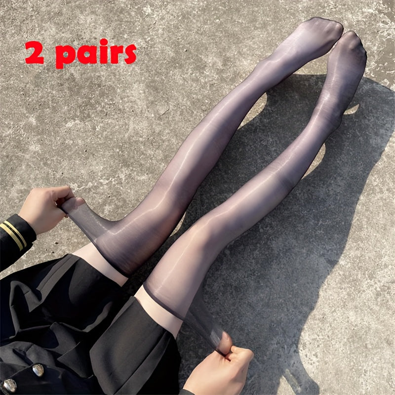 2 Pairs Sheer Thigh High Stockings Women's Stockings & Hosiery