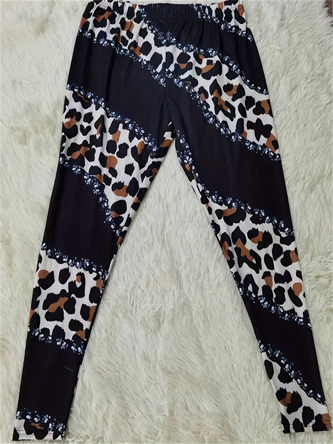 Contrast Leopard Print Stretch Leggings