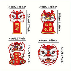 Chinese Year Lion Cake Topper Decoration Happy Year Party (8pcs)
