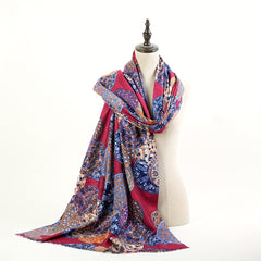 Geometric Retro Printed Shawl Wrap Fringed Warm Shawl Cape For Women