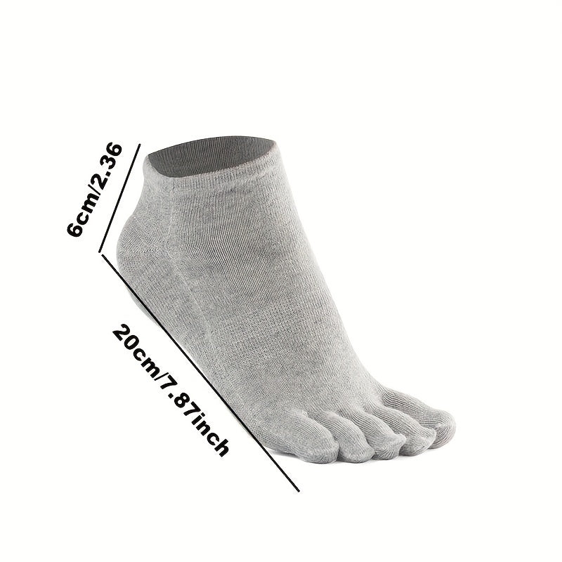 3 Pairs Men's Casual Solid Five Toe Socks, All Season Comfort