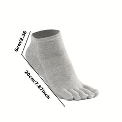 3 Pairs Men's Casual Solid Five Toe Socks, All Season Comfort