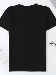 Letter Graphic Round Neck Casual Sports T shirts
