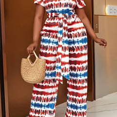 Women's Plus Tie Dye Tee & Printed Pants Set
