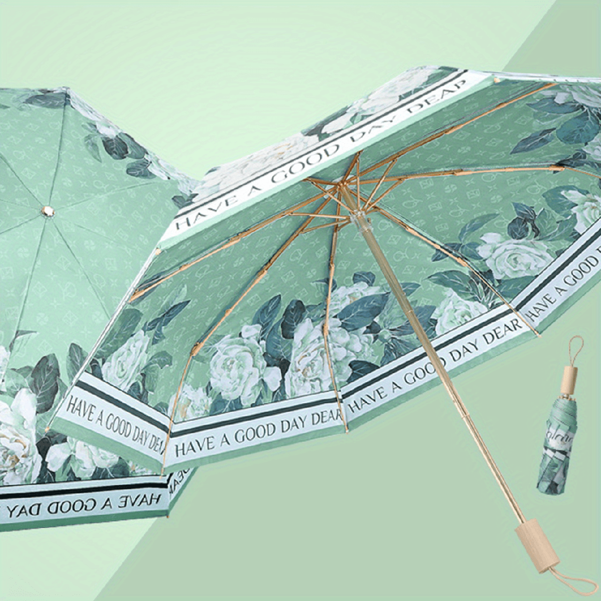 Floral Double Layer Sunshade Umbrella UV Protection Rain Or Shine Dual Use