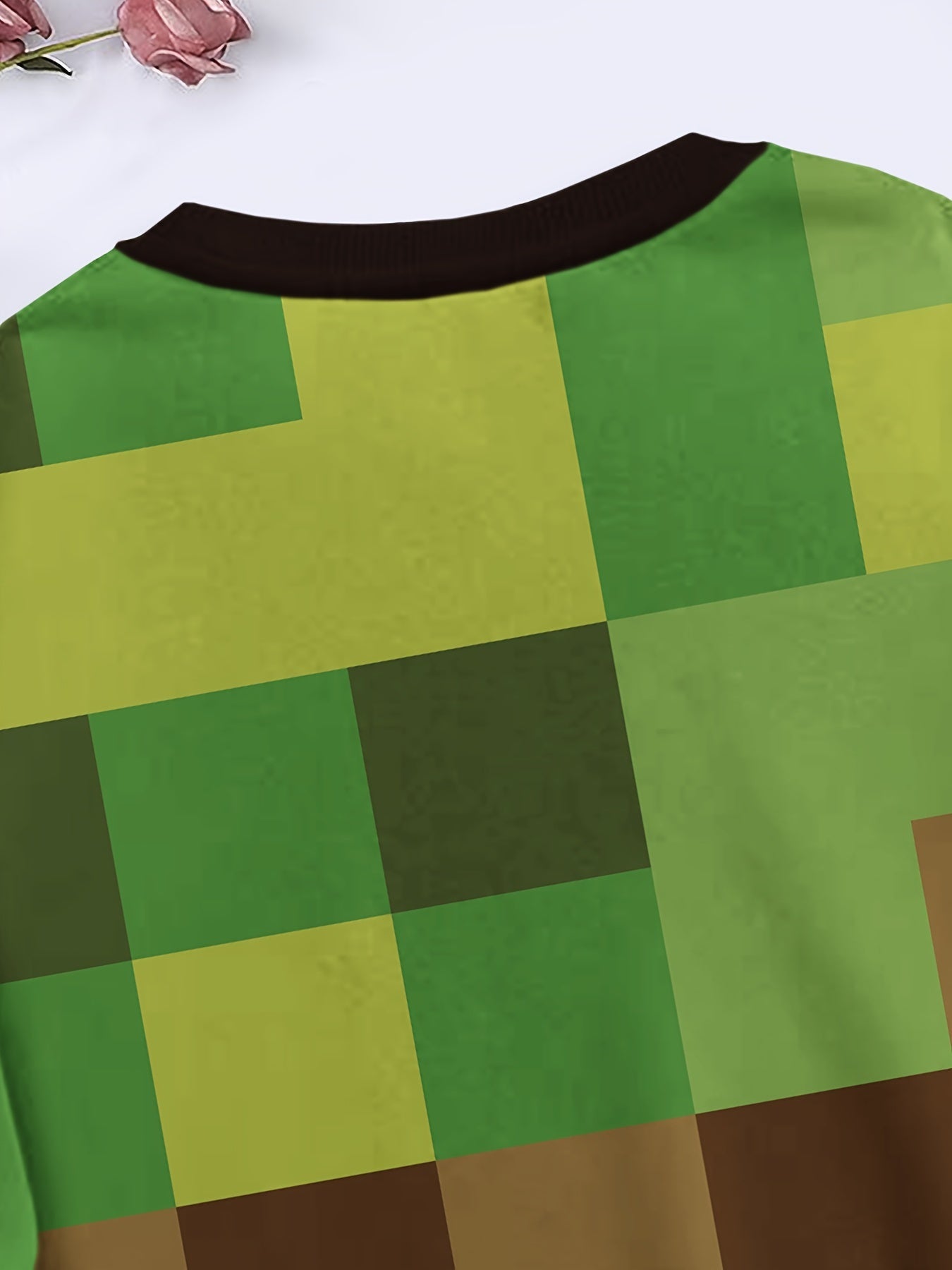 Plaid Crew Neck Pullover Sweatshirt Long Sleeve For Sports Christmas