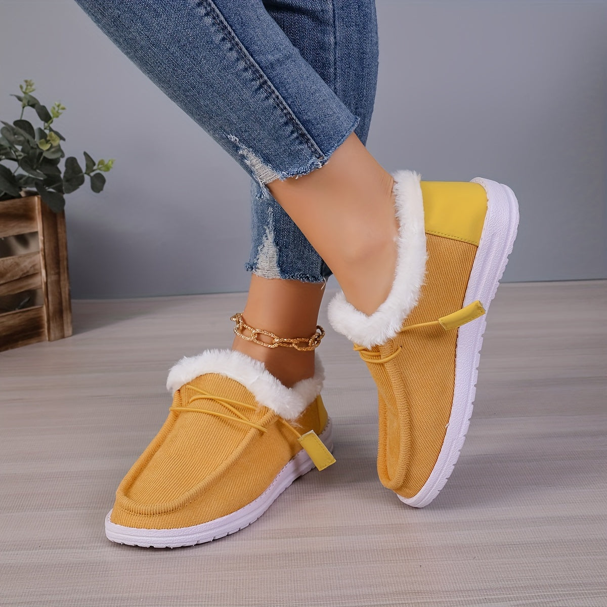 Plush Lined Thermal Snow Shoes Warm Non Slip Boat Shoes Fall Winter