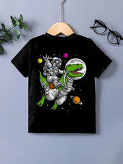 Astronaut Dinosaur Print Boy's T-shirt