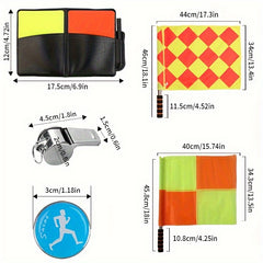 Football Referee Set with Red and Yellow Cards, Whistle, Flag