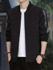 Men's Zip Up Windbreaker Jacket Baseball Collar Coat for Spring Autumn