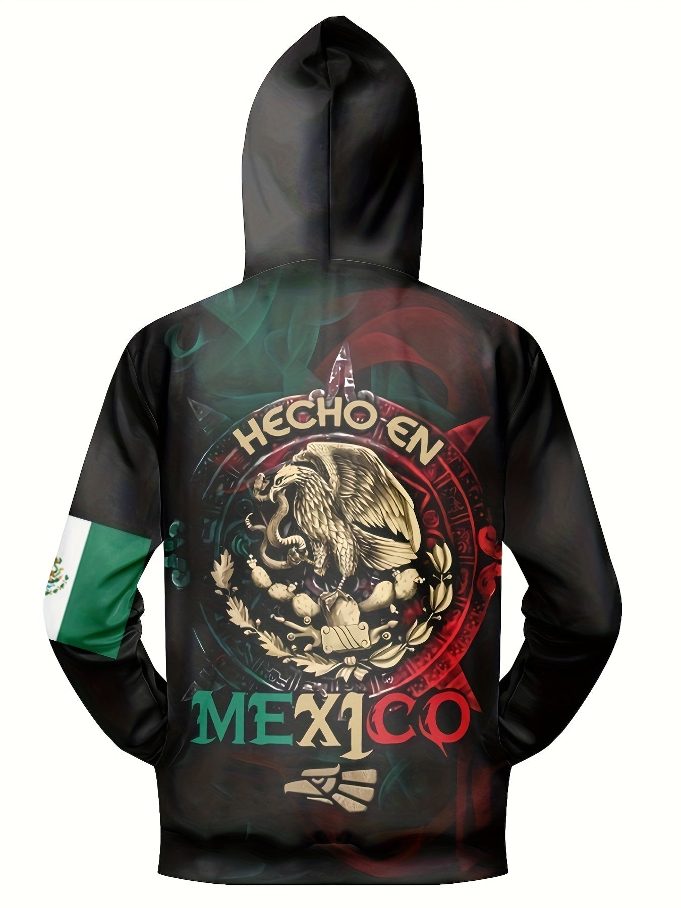 MEXICO Eagle Snake Print Hoodies Mens Comfy Loose Hooded Pullover