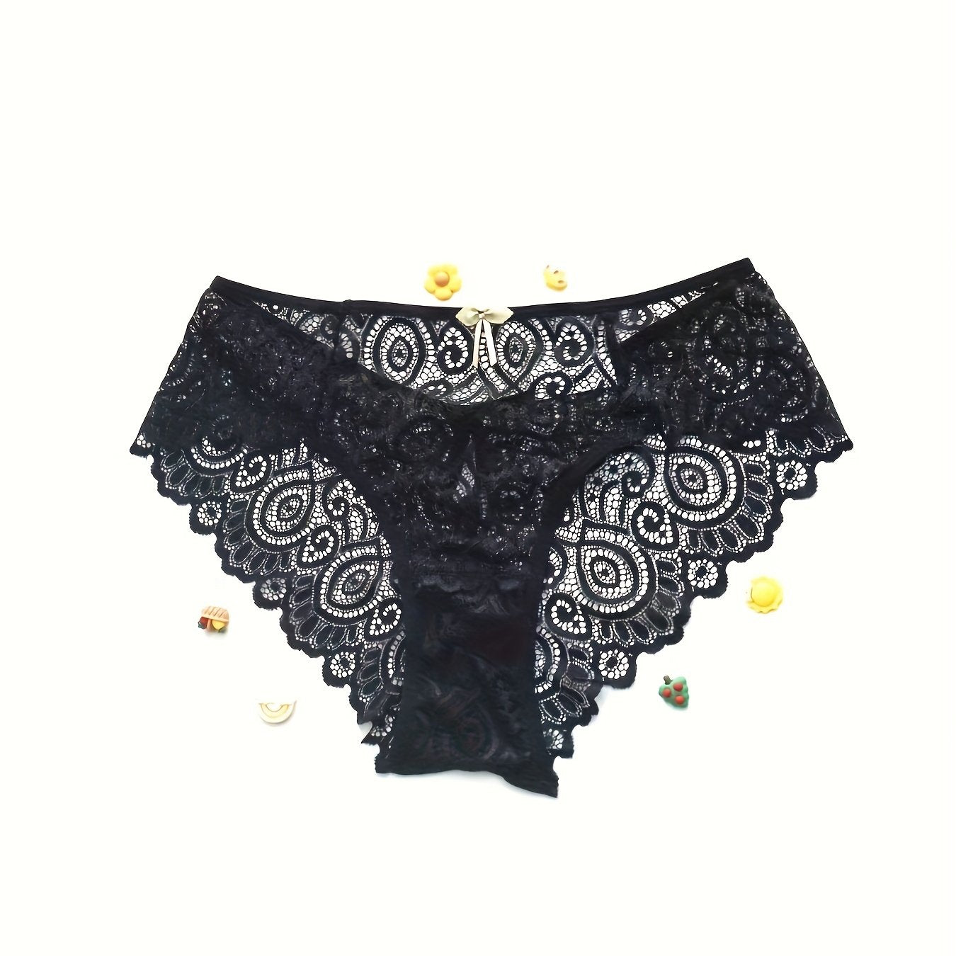Floral Lace Hipster Panties Breathable Mid Waist Bikini Panties