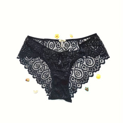 Floral Lace Hipster Panties Breathable Mid Waist Bikini Panties
