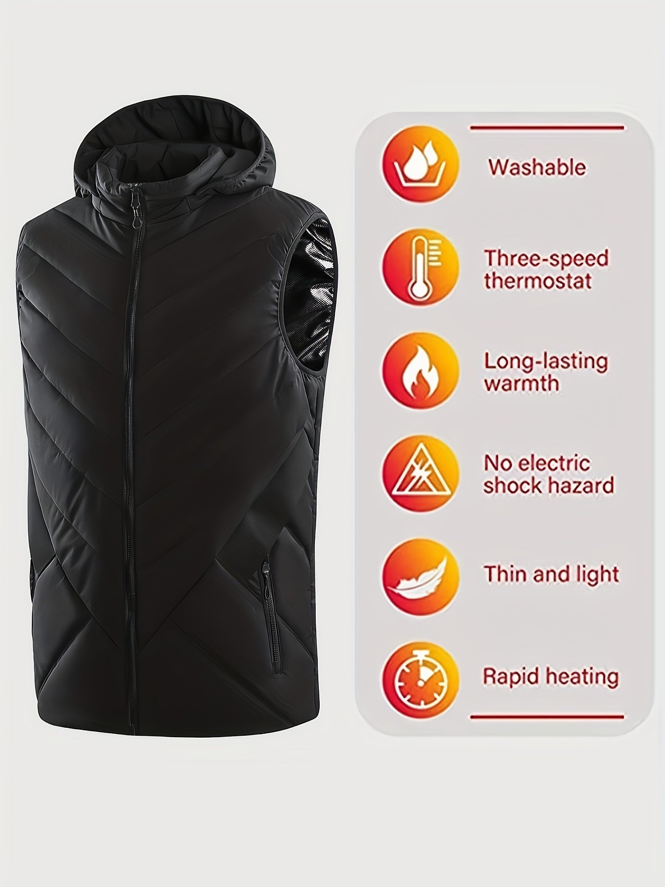 Men's Rechargeable Heated Vest for Outdoor Activities