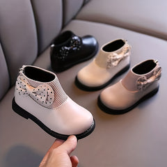Girls Bowknot Boots Warm Fleece Boots for Autumn/Winter