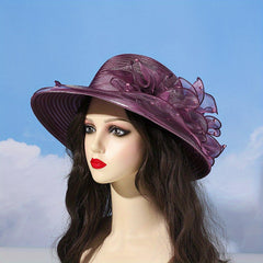 Organza Mesh Flower Bucket Hat Solid Sun Hats Summer Basin Hats