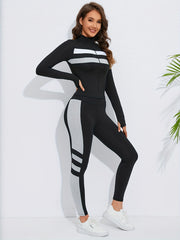 Striped Long Sleeve Top & Trousers for Fitness