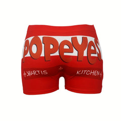 Colorblock Letter Print Skinny Yoga Shorts for Women