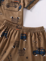 Boys 2pcs Car Print Lounge Wear Set