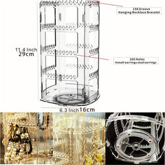 360 Degree Rotating Jewelry Organizer Earring Holder Clear Jewelry Display Rack