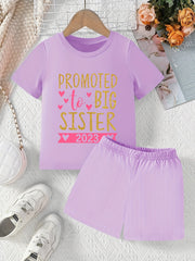 Big Sister 2pcs T-Shirt & Shorts Set Short Sleeve Top Casual Summer Outfit