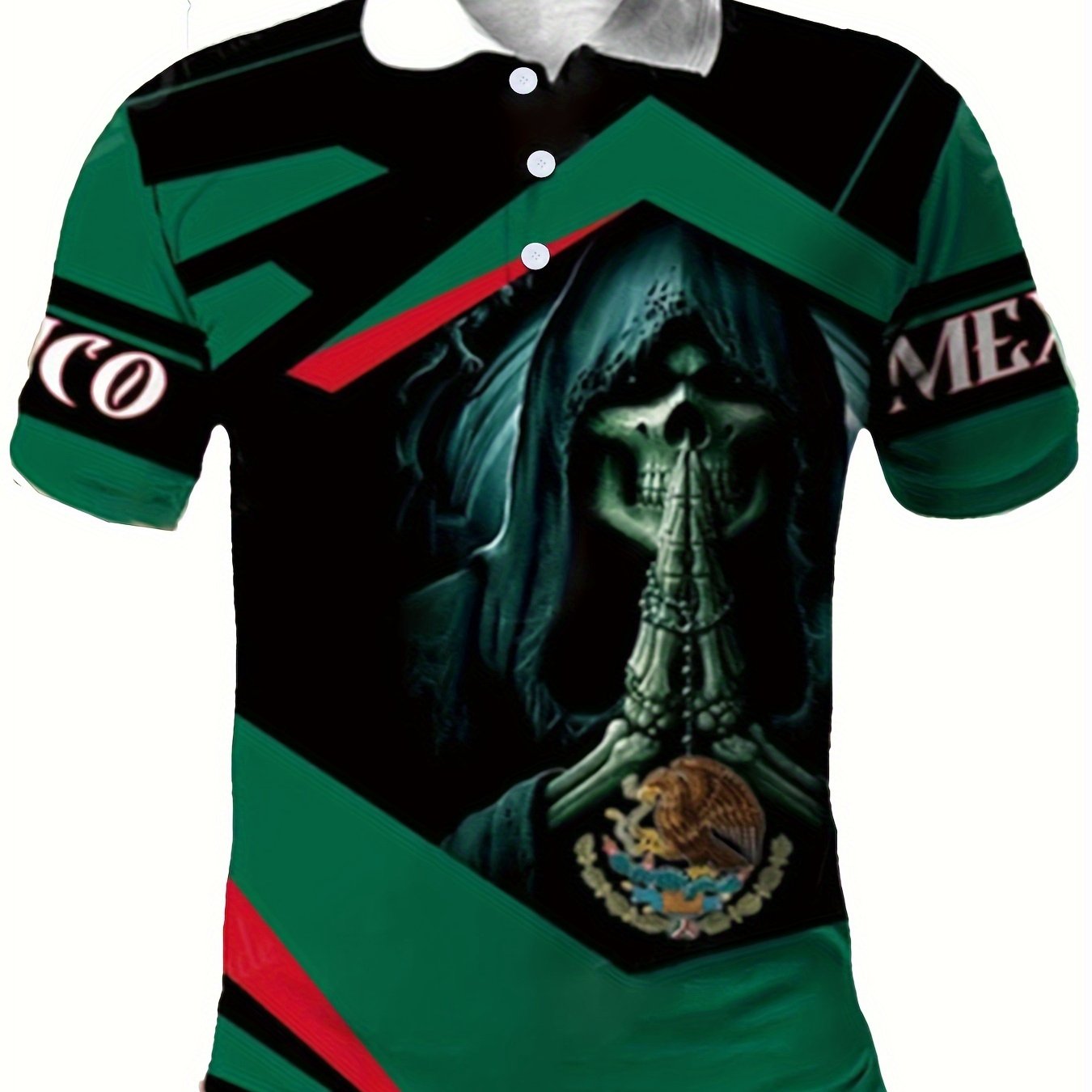 Skeleton 3D Pattern Men's Casual Short Sleeve Shirt