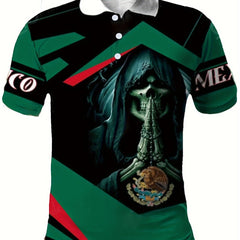 Skeleton 3D Pattern Men's Casual Short Sleeve Shirt