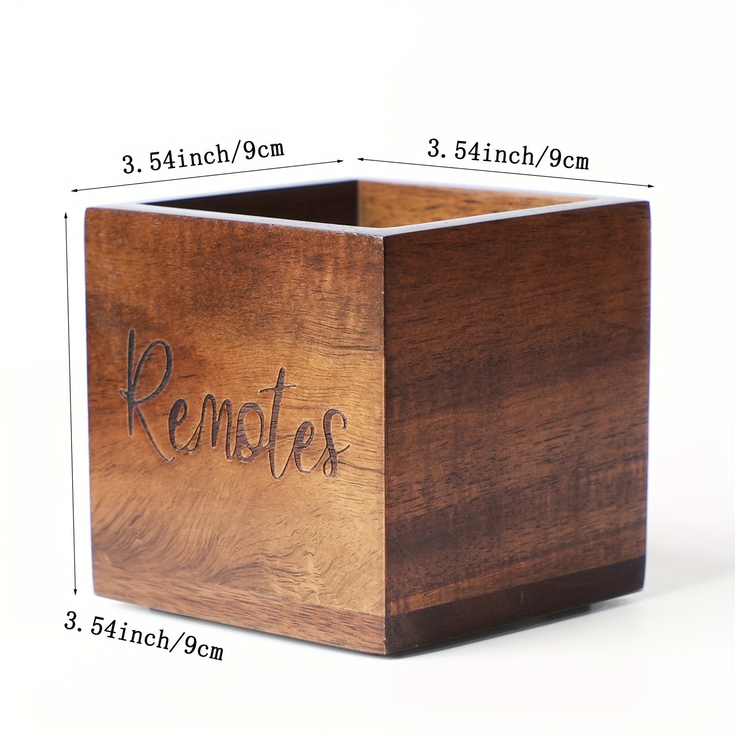 Wooden Remote Control Stationery Storage Box for Household Organization