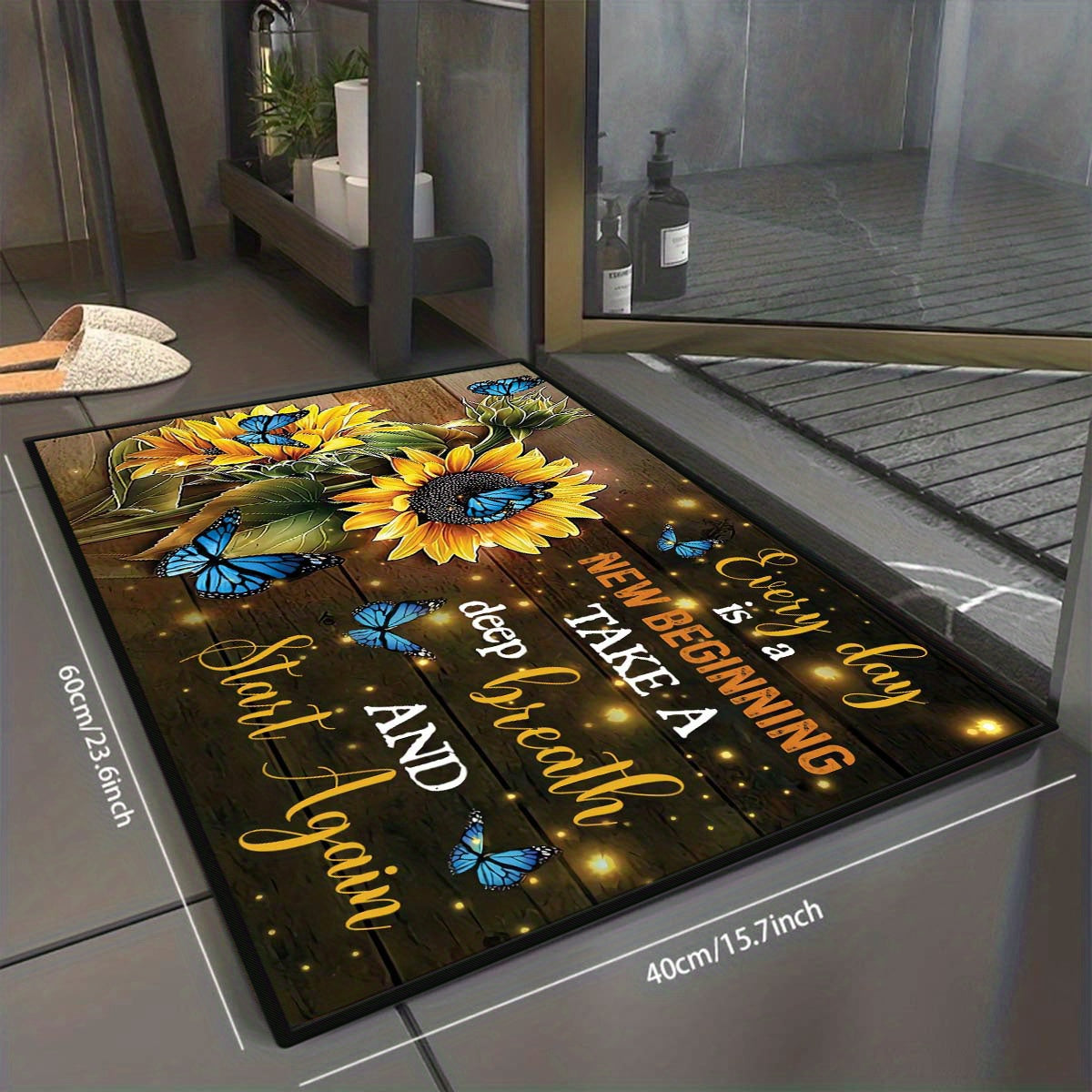 Stylish Sunflower & Butterfly Floor Mat