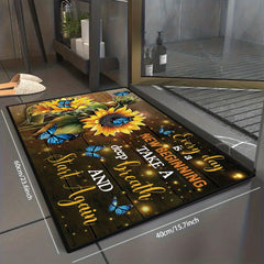 Stylish Sunflower & Butterfly Floor Mat