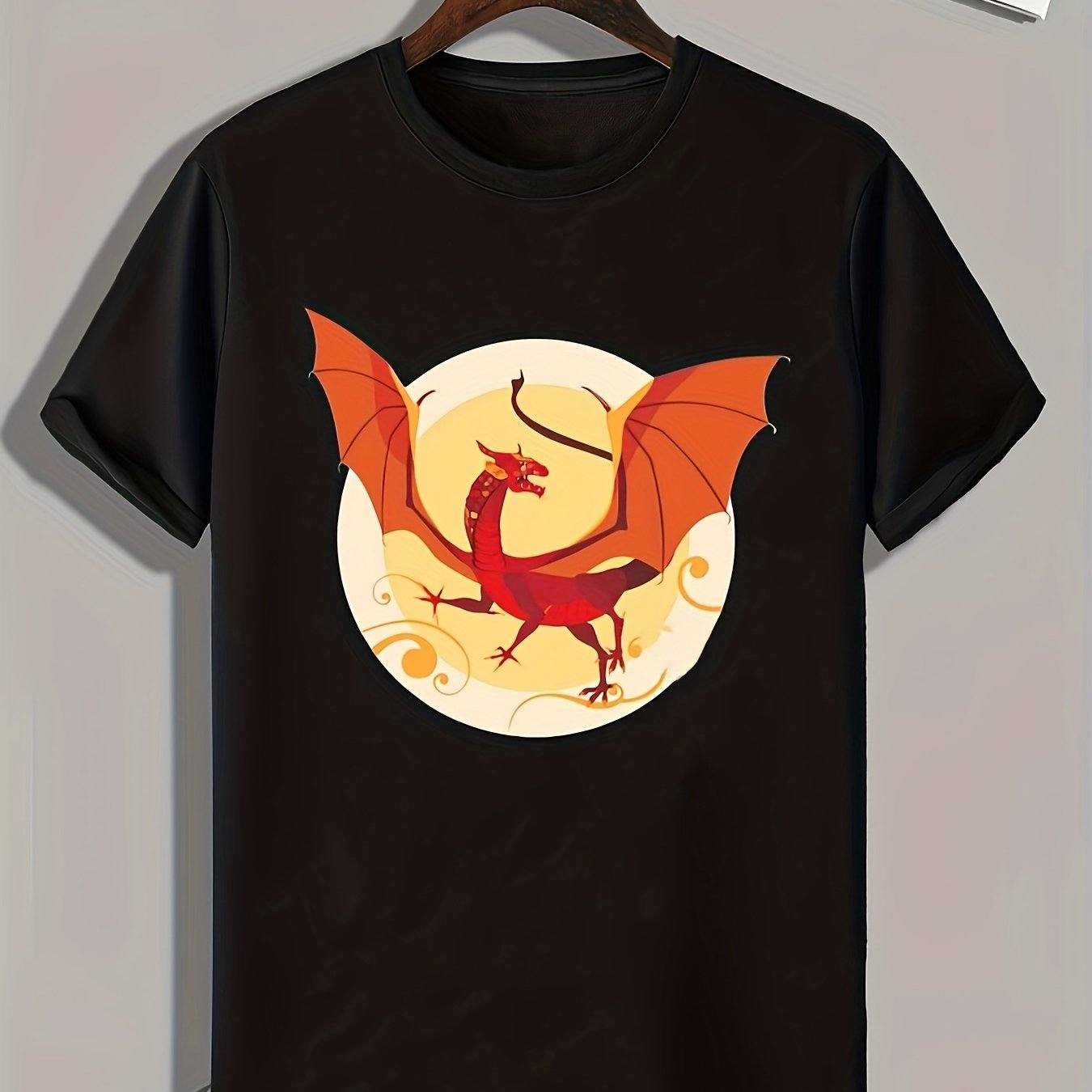 Pterosaur Print Men's Graphic T-shirt for Summer