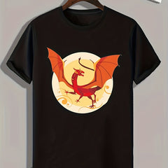 Pterosaur Print Men's Graphic T-shirt for Summer