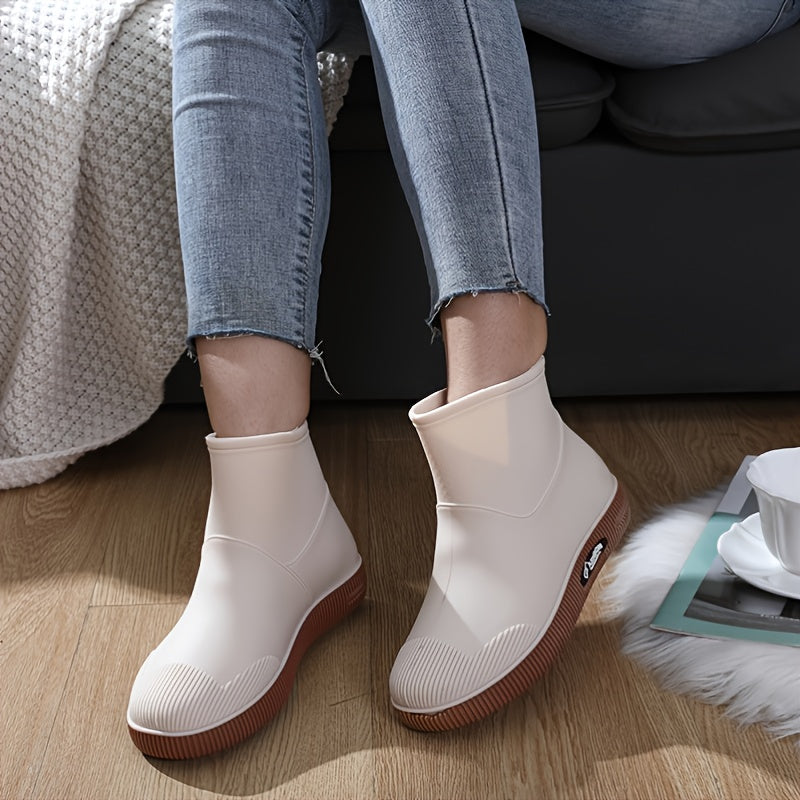 Waterproof Short Calf Slip On Rain Boots Women's Footwear