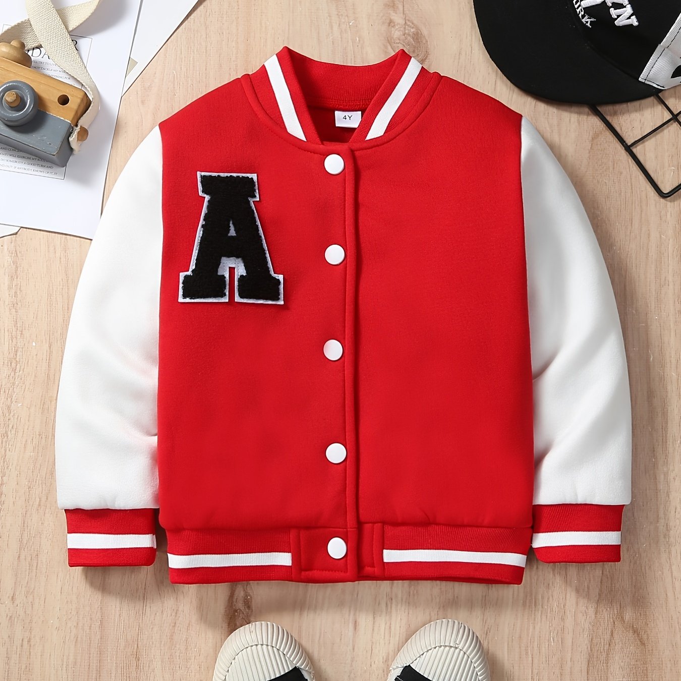 Boys Varsity Jacket Long Sleeve Letter Graphic Baseball Collar Embroidered Block