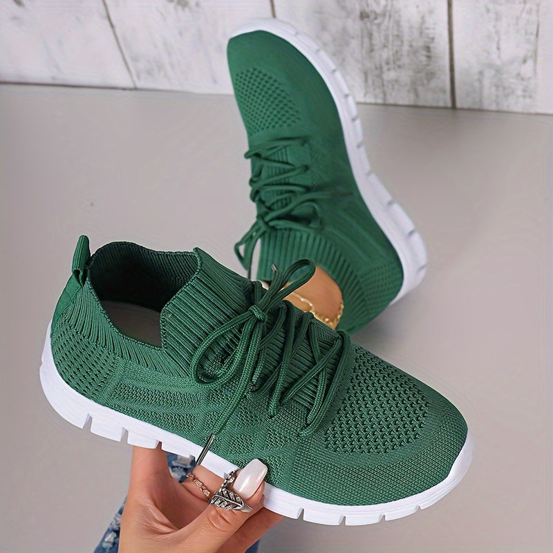 Women's Argyle Textured Athletic Running Shoes Solid Mesh Casual Sneakers