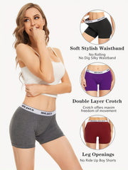 4pcs Letter Print Boyshort Panties Soft & Comfortable Stretch Panties