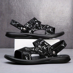 Men's Letter Print Slip-On Slide Sandals Outdoor Walking Shoes