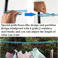 Outdoor Travel Clothesline Windproof Fence Mountable 5 Lines Drying