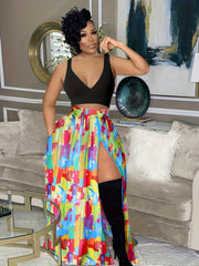 Zip Detail High Waist Maxi Skirt Casual