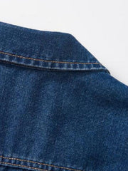 Denim Double Breast Top Women's Casual Oversized Lapel Collar