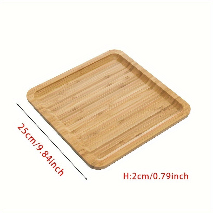 Bamboo Square Tray Cheese Plates Coffee Tea Serving Tray Fruit Storage Pallet