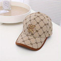Kids Spring & Autumn Sun Resistant Hat w/ Bear Pattern